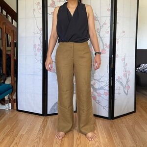Khaki Brown Linen Pants